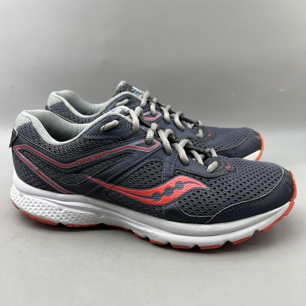 Saucony Cohesion 11 Running Shoes Women Size 9.5 Gray Orange Comfort Sneakers